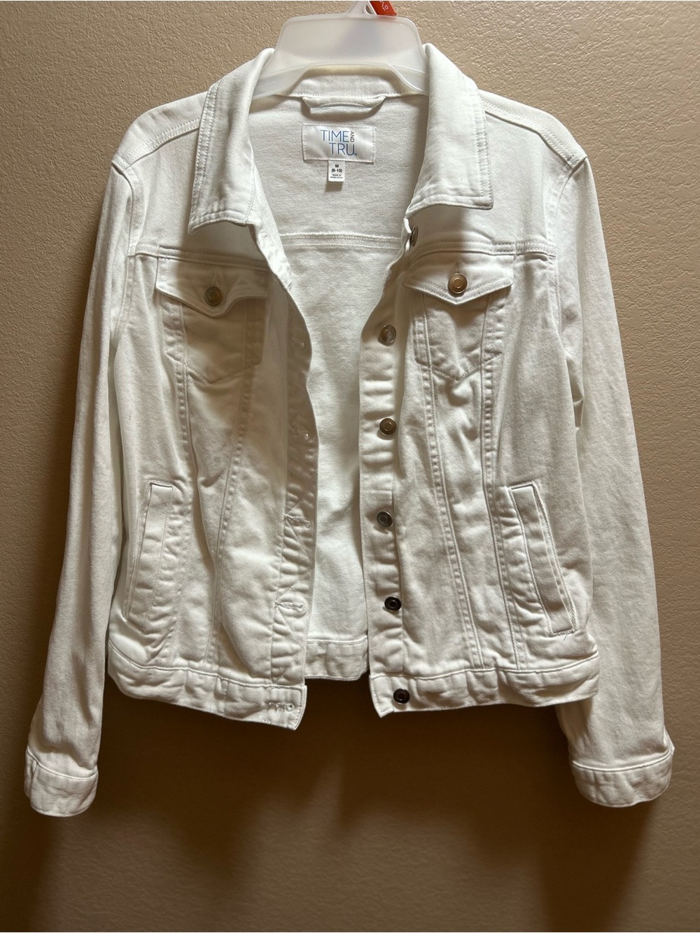 Time & Tru Women's White Denim Jacket NWOT